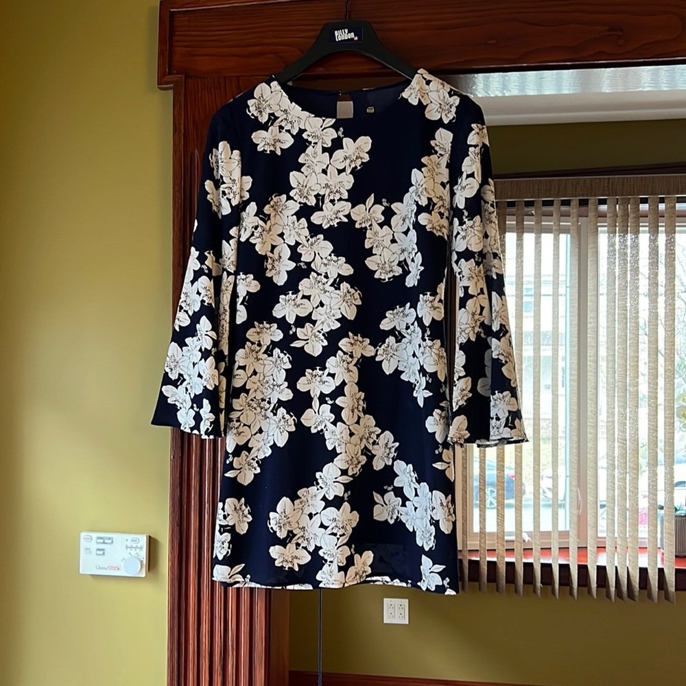 Dark navy blue with white flowers Flowey dress